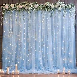 Lazybeee Elegant Blue Net Backdrop Cloth | Curtain for Decoration Perfect, Festive, Anniversary Valentines Day | Canopy Net | Backdrop for Decoration (Sky Blue)-image-15