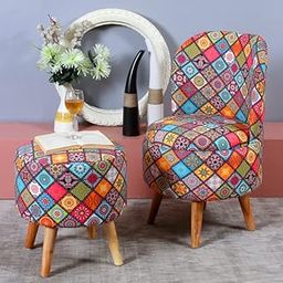 Smartkart Pouffes Sitting Stool for Living Room, Mudda Puffy Wooden Ottoman Stools, Pouffe Footstool, Pouf for Office Home Decoration & Dressing Table Sofa Chair, Combo 18x18x32 Inch, Jaipuri-image-55