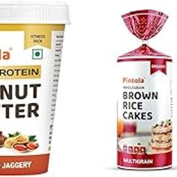Pintola Combo - High Protein Organic Jaggery Peanut Butter Creamy 1kg + Rice Cakes (Unsalted & Multigrain) (Pack of 2) (130g x 2), 100% Roasted Peanuts butter, High in Protein With Organic Rice Cakes-image-41