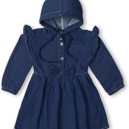 bold n elegant Girl’s Full Sleeve Hoodie Attached Stylish Cotton Denim Dress Frock for Infant Toddler Girls-picture-6