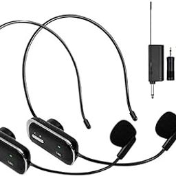 kh Dual Wireless Microphone Headset for 2 People with 1/4''Plug, Range, UHF Wireless Headset Mic for Karaoke Speaker, Amplifier, Mic Speakers, PA System, Teaching, Fitness Teaching, Conferences-image-57