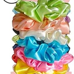 12 Pcs Satin Hair Scrunchies Set for Women - No Crease Hair Ties for Girls | Scrunchies For All Hair Types and Textures, Perfect for Day or Night, Multi Color, Gift Set for Raksha Bandhan-image-51