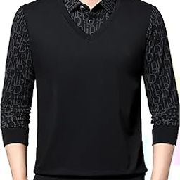 Men's Longsleeve Collar Polo Tshirt(Two Piece Shirt Cum Tee- Black)-27