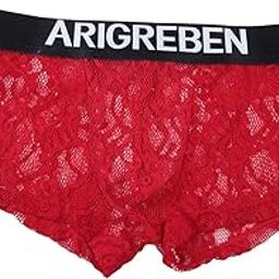 Men's Lace Briefs Thin Lingerie Breathable Mens Lace Underwear for Men Gifts XXL | Clothing Shoes & Accessories | Mens Clothing | Underwear | 1 Men's Lace Underwear Red-image-10