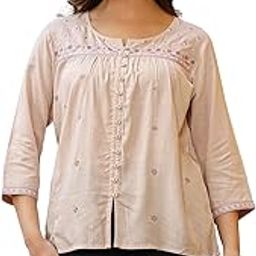 Nude Rayon Solid with Embroidered Tunic for Women-image-26