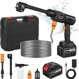 Portable Cordless Pressure Washer, 600 PSI 21V 30,000mAH Rechargeable Battery Powered Pressure Washer, 6-in-1 Nozzle with Standard Nozzle for Car Floor Wall Fence Cleaning-picture-23