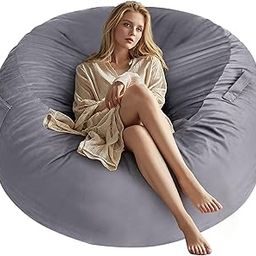 Sweetcrispy Bean Bag for Adults, Oversized Bean Bag Chair for Games, Reading, Foam Filled Sofa with Removable Soft Cover, Giant Round Comfortable Sofa for Living Room, Bedroom, Dorm-image-10