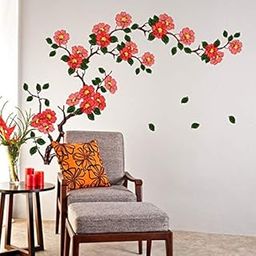 Wall Stickers Floral Branch Self-Adhesive Sofa Living Room Background Antique Flowers Vinyl Art (Multicolor)-image-30