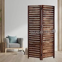 THEHEARTWILL Wooden Room Partition for Apartments/Screen Separator/Room Wall Divider for Living Room | Bedroom | Office | Restaurant | Shop | Saloon Fatti Design partition 2 Panel (Color: Brown)-picture-14