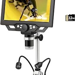 DHRUVPRO 9-inch LCD Digital Microscope - 12MP 1600x 1080P HD, 32G TF Card & 5000mAh Battery with 10-inch Stand & Side Light for Plant/Rock/Circuit Board/Coin Detection and Analysis-29