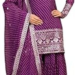 Traditional Georgette Lehriya Print Sharara Suit Set | Sharara with dupatta | Fancy Suit for Woman-image-17