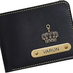 Personalized Leather Wallet for Men, Customizable Name with Crown Charm, Anniversary Birthday Gift (Black)-image-95