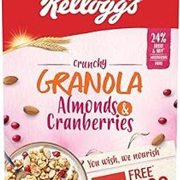 Kellogg's Crunchy Granola Almonds and Cranberries, 460 g | Breakfast Cereal | Multigrain Flakes-image-1