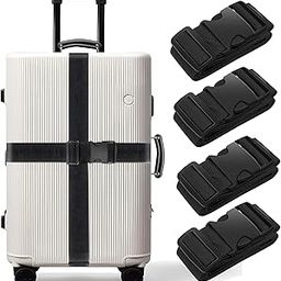 BILIONE 4 Pack Luggage Straps 79" Long Belts Keep Suitcase Secure While Traveling, TSA Approved Add a Bag Premium Accessory for Travel Bag Closure (4 Pcs Black)-2