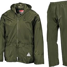 Mens Heavyweight Waterproof Rain Suit (Jacket & Trouser Suit) (M) (Olive)-image-5