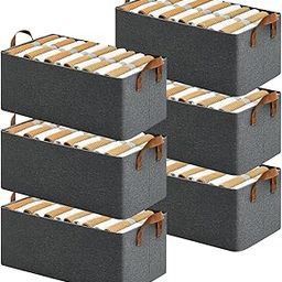 HOMFIL 6 PCS Collapsible Wardrobe Organizer for Clothes Fabric Storage Cubes Organizer with Handles Foldable Storage Baskets for Organizing Toys, Books, Shelves, Closet, Large Storage Box - Grey-28