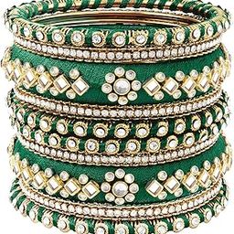 Velvet Silk Thread Kundan Studded Chuda Bangle Set Gift for Women-42