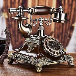 CBEX Antique Telephone, Vintage Old Fashioned Telephone Imitation Wood Wired Fixed Phone, Retro Decoration for Home/Hotel/Office/Cafe/Bar-image-63