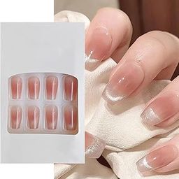 S.A.V.I 24 PCS Nude & Pink Blush Cat's Eye Long Coffin Fake Nails – DIY Manicure Kit, Elegant Press-On False Nails, Natural Look, Comfortable & Durable Nail Extensions for Women-picture-6