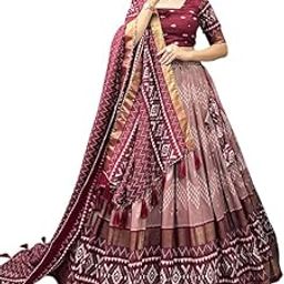 Women's Trending Designeer Tussar Silk Lehenga Choli Print with Foil Work With Unstitched Blouse Patola Print Adorned with Foil Work For Navrati || Weddings-picture-56
