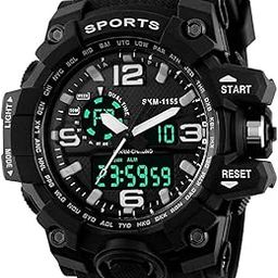 Black Analog Digital Sports Watch for Men-image-5