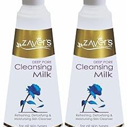 Zavers Cleansing Milk Lotion - Deep Pore, Refreshing, Detoxifying and Moisturising Skin Cleanser - Hydrates and Removes Impurities Effectively | Pack of 2-1000 ml-26