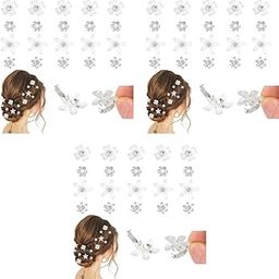 MAYCREATE® 60PCS Small Hair Clips for Girls Wedding Styling Flower Clip Barrette Rhinestone Women Princess Bride Braid Charms Bun Accessories-2