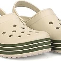 bata Men's Clogs, Cream with Green Stripes, Ventilated Design-picture-31
