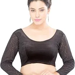 vamas Women's Velvet Non-Padded Stretchable Long Sleeve Saree Blouse (A-46)-picture-13