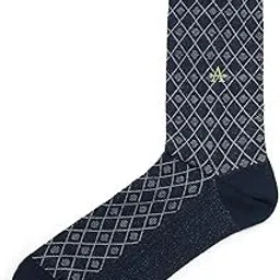 arrow Mens Navy Blue Geometric Cotton Casual Socks-picture-0