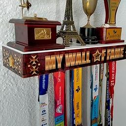Medal SPACE® | My Wall of Fame Shelf | 2-in-1 Medals & Trophy Holder | Holds 50+ Medals & 3-5 Trophies for Athletes & Fitness Enthusiasts-image-93