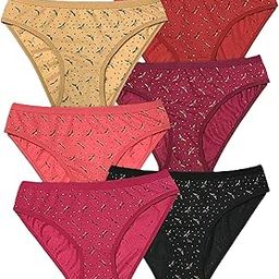 Combo Pack of 6 Women's Cotton Hipster Briefs - Floral Printed, Elastic Waist, Soft & Comfortable Multicolor Assorted Panties-image-86