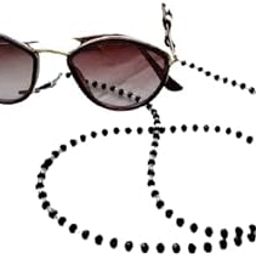IMMIJWELL Spectacle Chain Beaded Chain for Eyeglasses, Spectacles, Sunglasses, Reading Glasses Chain Holder, Multiuse for Mask Spectacle and Necklace Free Size (BLACK -70 CM)-41