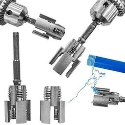Serplex® 2Pcs Integrated Internal & External Pipe Threading Tool,Pipe Thread Cutting Tool,1/2" (DN15) 3/4" (DN20) Sizes Rethreading for Electric Drill (1/2"+ 3/4")-3