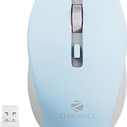 ZEBRONICS Zeb-Jaguar Wireless Mouse, 2.4GHz with USB Nano Receiver, High Precision Optical Tracking, 4 Buttons, Plug & Play, Ambidextrous, for PC/Mac/Laptop (Light Blue+Grey)-6