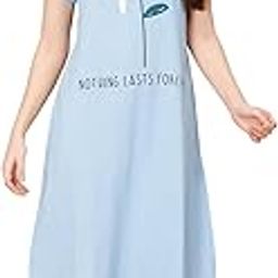 Women's Cotton Chest Quote Print Knee Length Night Dress/Night Gown/Short Nighty - MM-3104-image-90