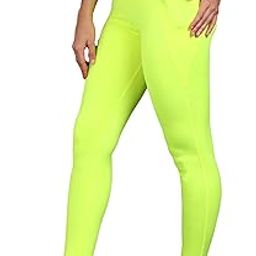 Women's Neon Yellow Gym Tights High-Waisted, Four-Way Stretch Active Wear Workout Tights for Yoga,Pilates HIIT or Even Dance-image-8