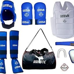 m.N. Karate Kit Kai Approved Goodwin Karate Safety Kit Head Guard, Chest Guard, Shin Guard, Hand Gloves, Belts and Skipping Rope (Blue, Medium)-image-10