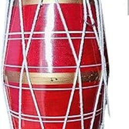 Kids Dholak Musical Drum, 12 Inches, Red and Gold-image-82