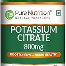 Pure Nutrition Potassium Citrate 800mg - 120 Veg Capsules | Promotes Nerve, Muscle, Joint & Bone Health | Supports Kidney Function & pH Balance | Boosts Electrolyte Levels for Hydration & Overall Wellness | 100% Vegetarian Supplement-0
