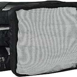 FATMUG Polyester Packing Cubes Travel Pouch Bag Suitcase Luggage Organiser (Set of 4, Size- Large, Black)-4