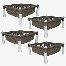 Simply Home Sorto Multipurpose Plastic Storage Rack | 1 Shelf Stackable Organizer Basket Rack for Fruits,Vegetables, Stationery, Toys | Kitchen, Home & Office Use |Pack of 4 | Coffee-image-121