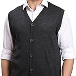 Color Plus Men's Regular Fit Merino Woll Acrylic Blend Solid Pattern V Neck Sleeveless Casual Sweater-image-82