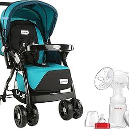 LuvLap Galaxy Stroller/Pram, Extra Large Seating Space, Easy Fold, for Newborn Baby/Kids, 0-3 Years (Green/Black) & Manual Breast Pump, 3 Level Suction Adjustment-image-54