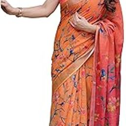 Women's Cotton Linen Printed Saree with Unstitched Blouse Piece-image-43