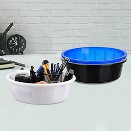 Homestic Pack of 3 Desk Organizer | Stationery Organizer | Multipurpose Organizer | Office Supplies for Pen-Pencil-Staplers | Desktop Organizer | 6 LTR | Black & Blue & White-image-28
