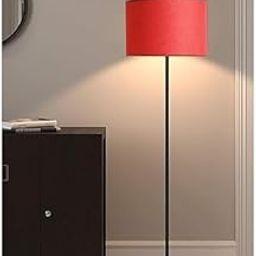 Woodies & Whimsy Floor Lamp Standing Modern Taper Lampshade for Living Room Corner, Home, Hotel, Office (red)-image-85