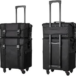 SHAMAX® Professional Rolling Makeup Case Trolley - Detachable 2 Bags - 8 Removable Drawers - (4 Wheels Detachable) - Vanity Bag Portable Makeup Artist Organizer Trolley Bag - Free Should Strap-image-44