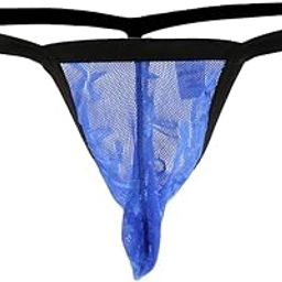 Men's Bulge Pouch G-String Thong T-Back Underwear Briefs M Blue-image-11
