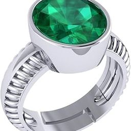 13.25 Ratti 12.00 Carat Certified Natural Emerald Panna Panchdhatu Adjustable Rashi Ratan Silver Plating Ring for Astrological Purpose Men & Women[APSLOOSE68550]-image-16